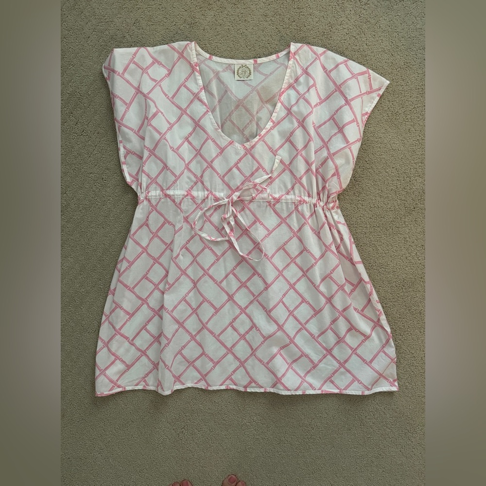 The Beaufort Bonnet Company Pink and White Swim Coverup